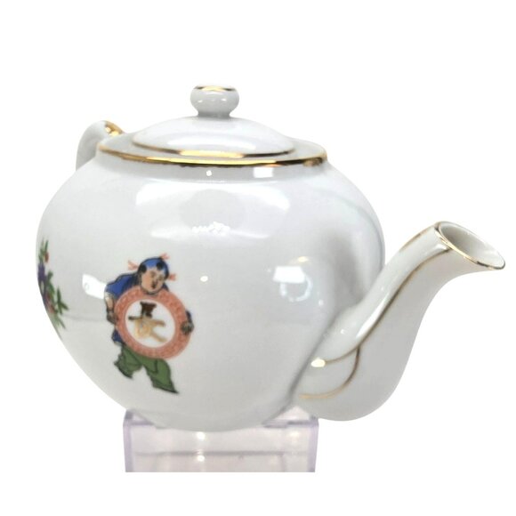 Vintage Chinese Teapot + 6 Tea Cups With Children Symbol Designs JE117/319/320 - Picture 9 of 16